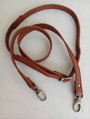 Adjustable Brown Purse Bag Strap with Silver Hardware
